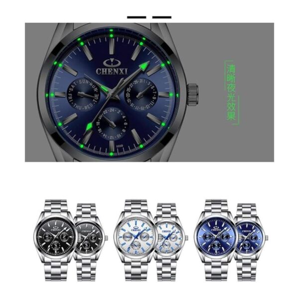 Couple Watches Women and Men Silver Stainless Steel_5