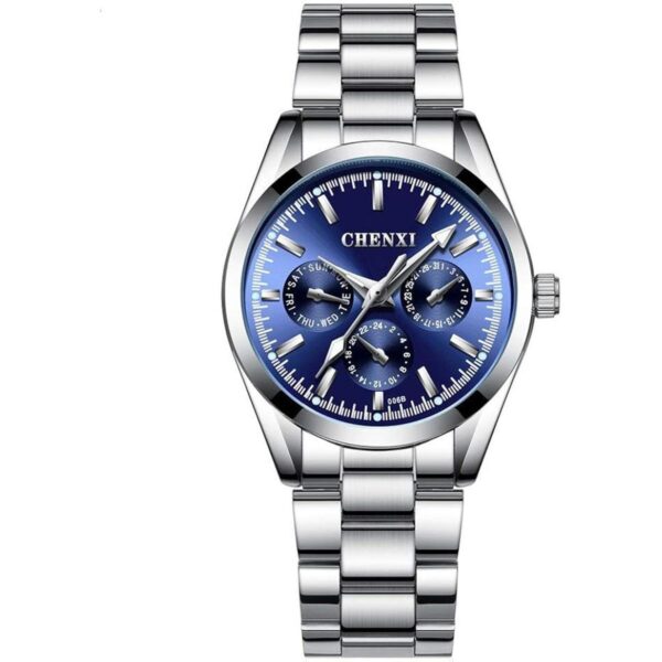 Couple Watches Women and Men Silver Stainless Steel_4