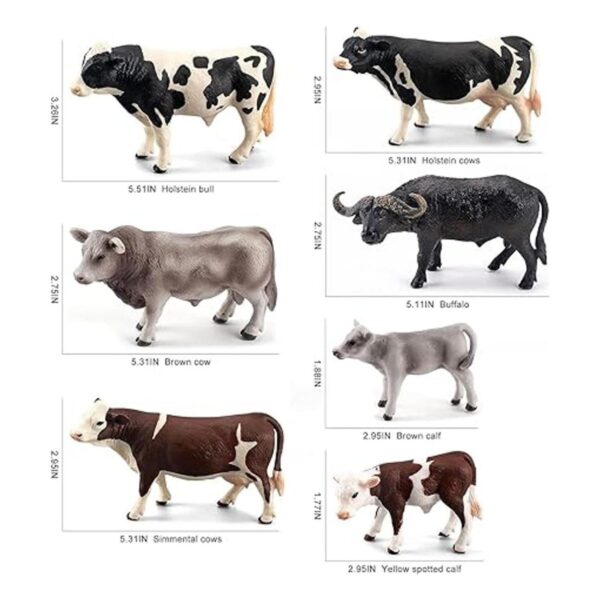 Juego de 7 figuras realistas de vacas Hereford para_6