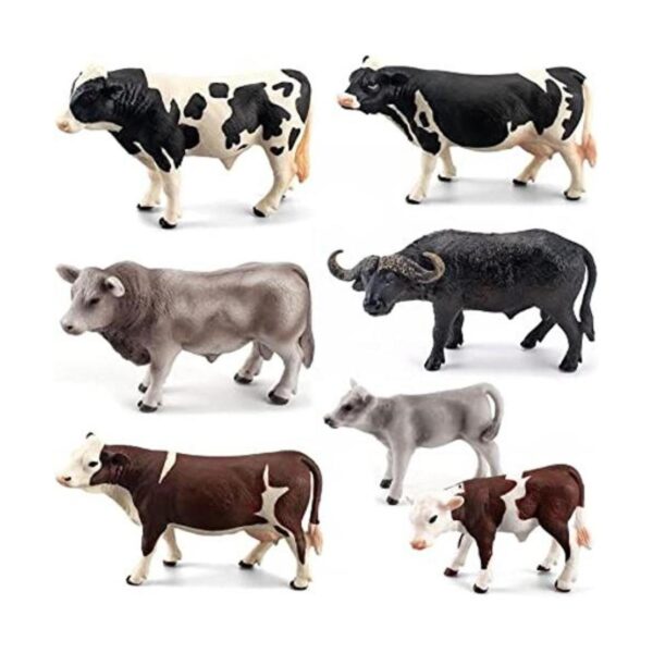 Juego de 7 figuras realistas de vacas Hereford para_1
