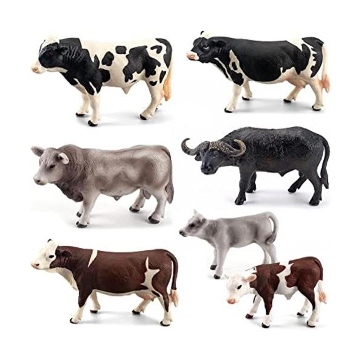 Juego de 7 figuras realistas de vacas Hereford para