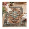Moynesa Alfombra de área vintage ultra fina lavable 3 x 5_1