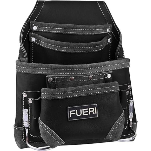 FUERI Bolsa de herramientas de cuero negro para_1