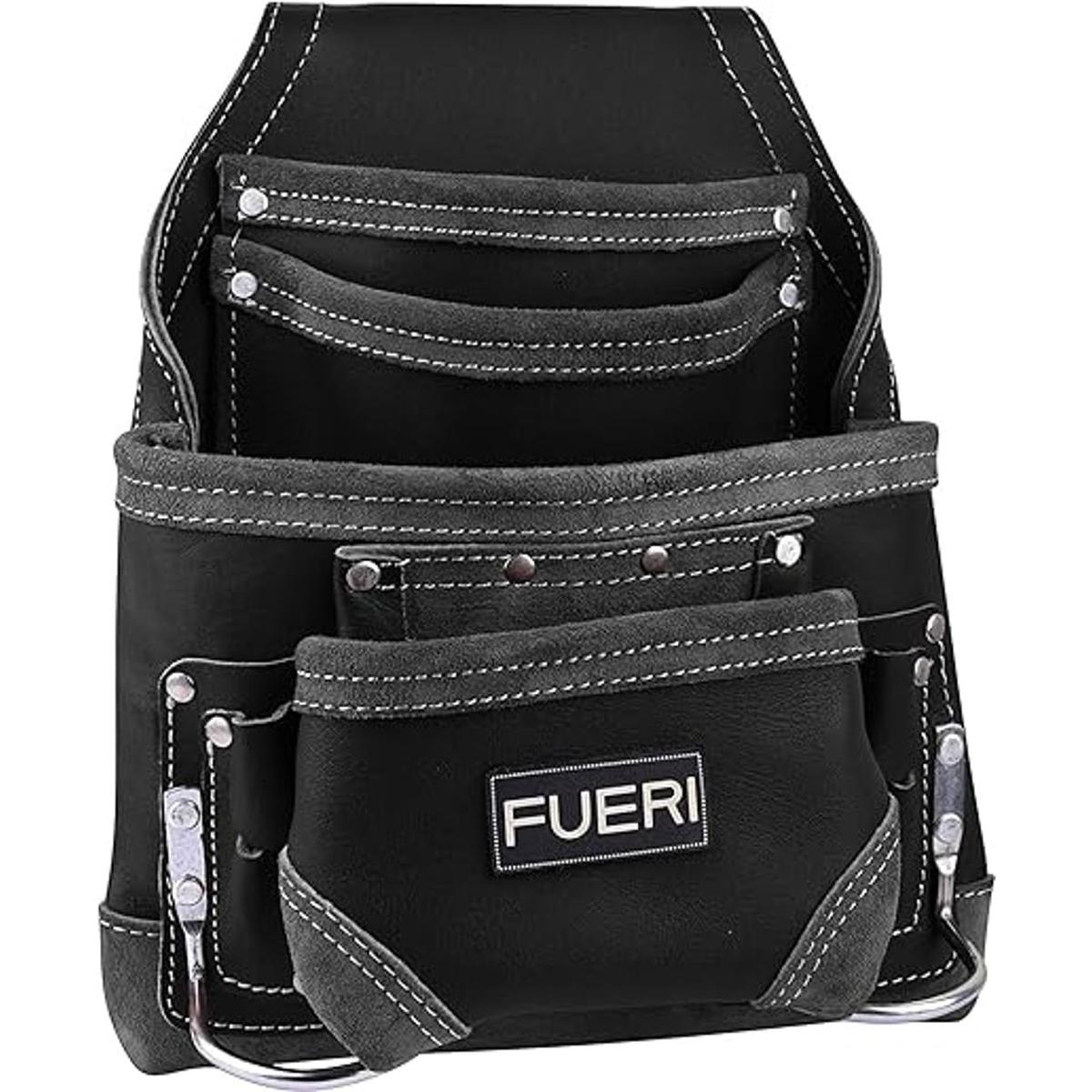 FUERI Bolsa de herramientas de cuero negro para