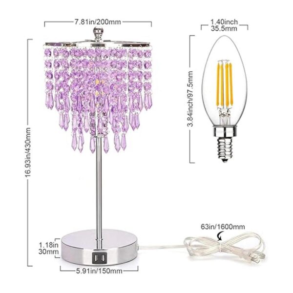 Lámpara de noche de cristal USB 3 vías regulable al_2