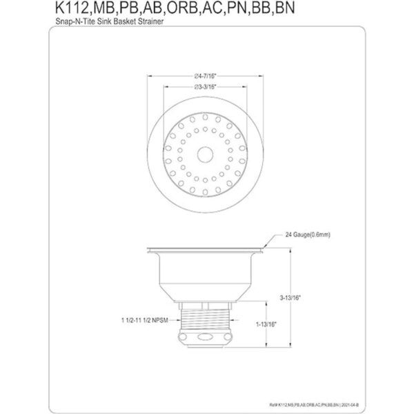 Kingston Brass K112AB Tacoma Colador de cesta para_2