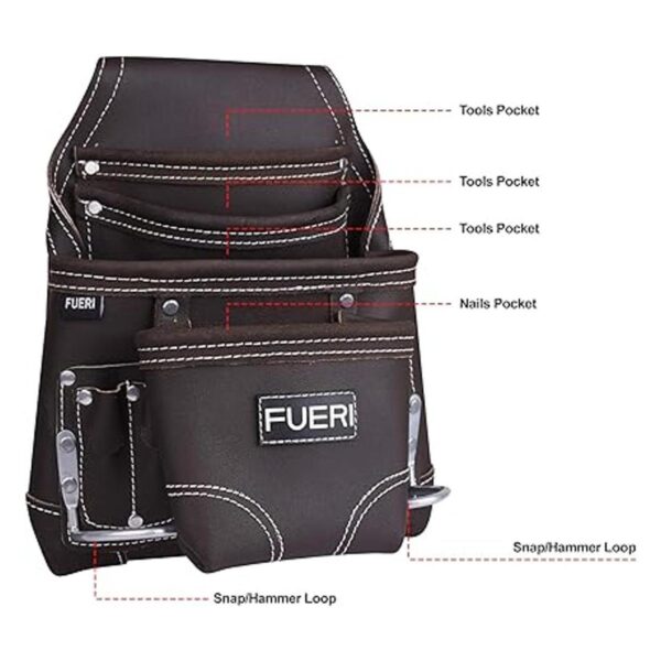 FUERI Bolsa de herramientas de cuero para carpinteros 10