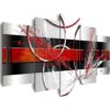 Cuadro negro y rojo Arte de pared circular abstracto_1