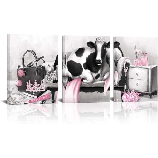 Kalormore Pink Glam Fashion Canvas Poster Elegante Vaca_1