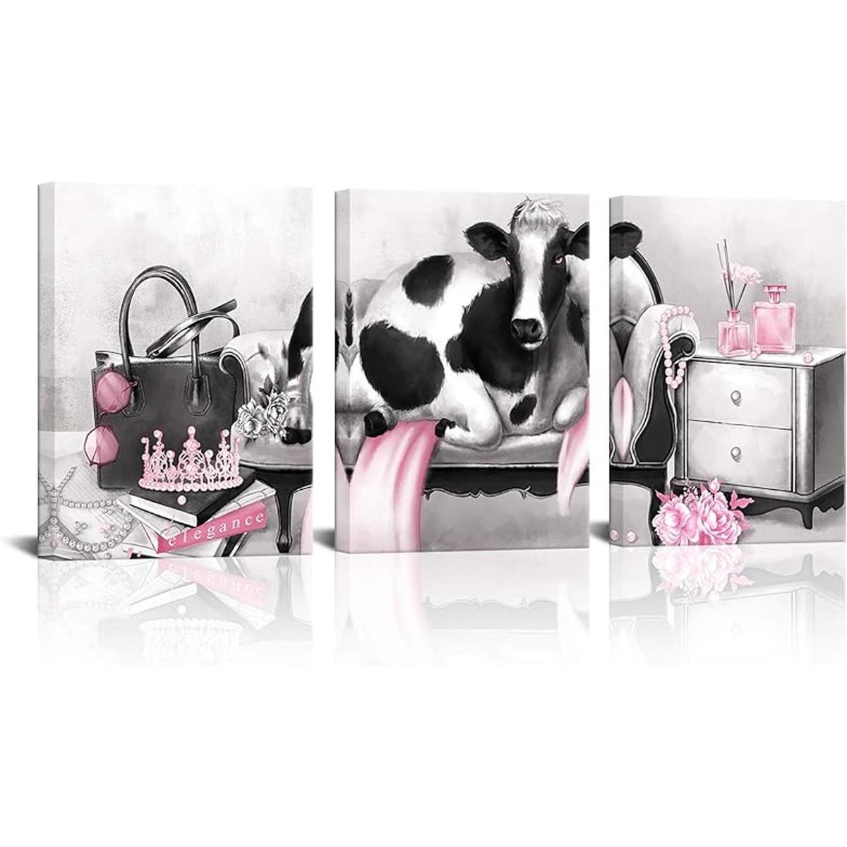 Kalormore Pink Glam Fashion Canvas Poster Elegante Vaca