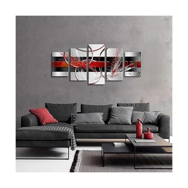 Cuadro negro y rojo Arte de pared circular abstracto_5