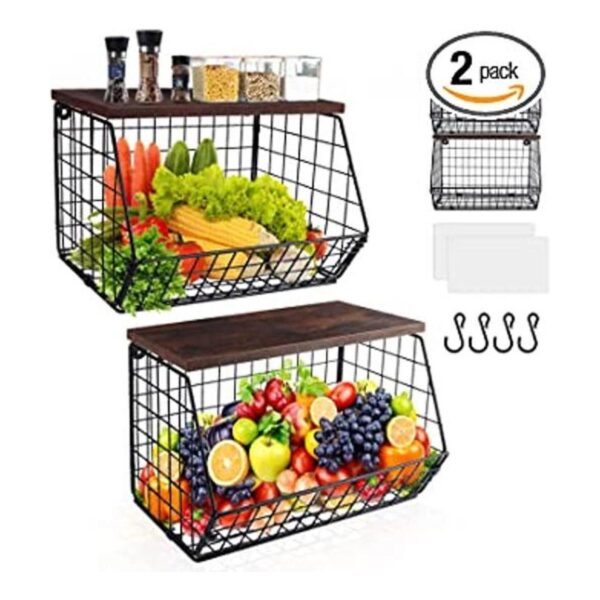 Mefirt 2 cestas de frutas y cebollas de alambre con tapa_1