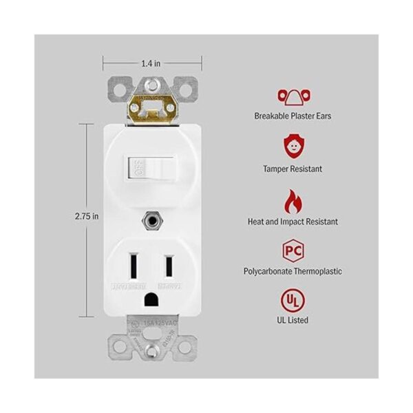 ENERLITES Interruptor de palanca combinado de un solo polo