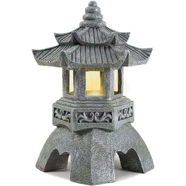 Lovely Ran Estatua solar de dos capas de farol de pagoda_1