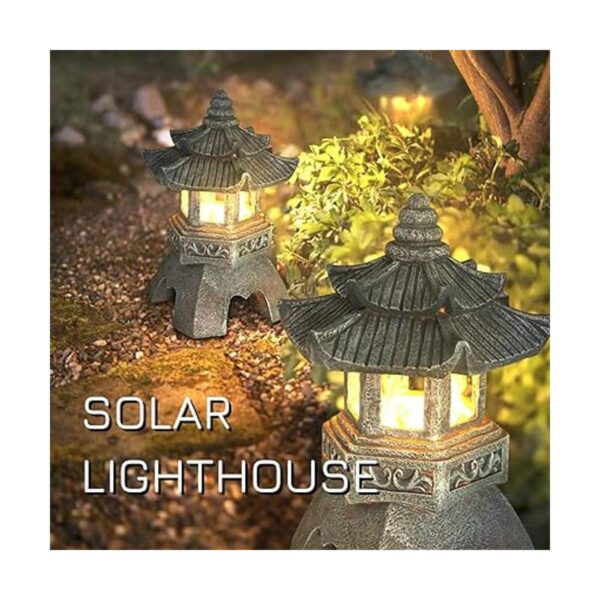 Lovely Ran Estatua solar de dos capas de farol de pagoda_5