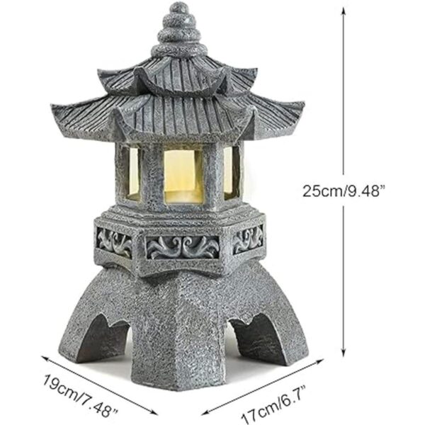 Lovely Ran Estatua solar de dos capas de farol de pagoda_6