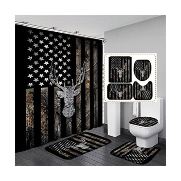 Jayden Madge Juego de 4 cortinas de ducha de camuflaje