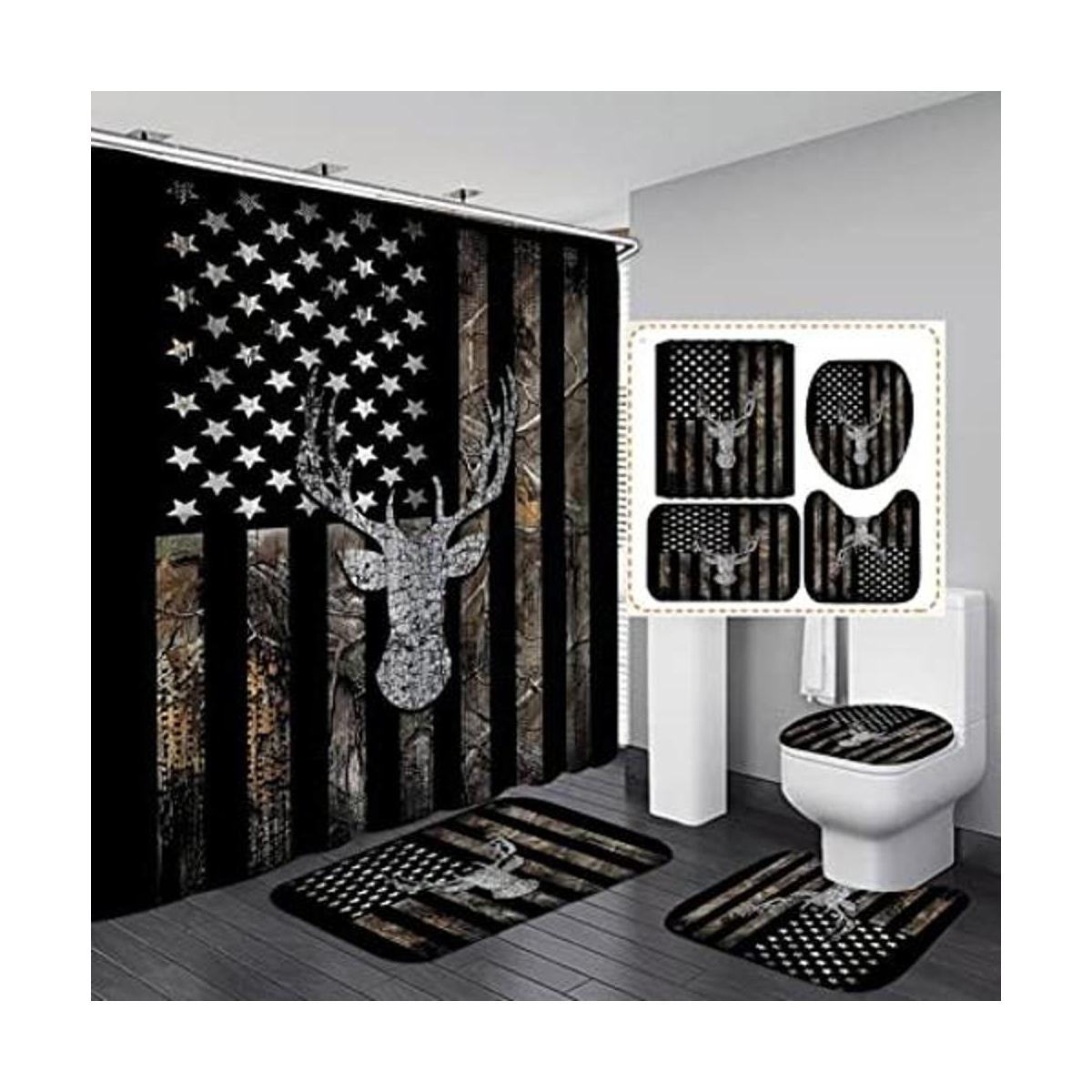 Jayden Madge Juego de 4 cortinas de ducha de camuflaje