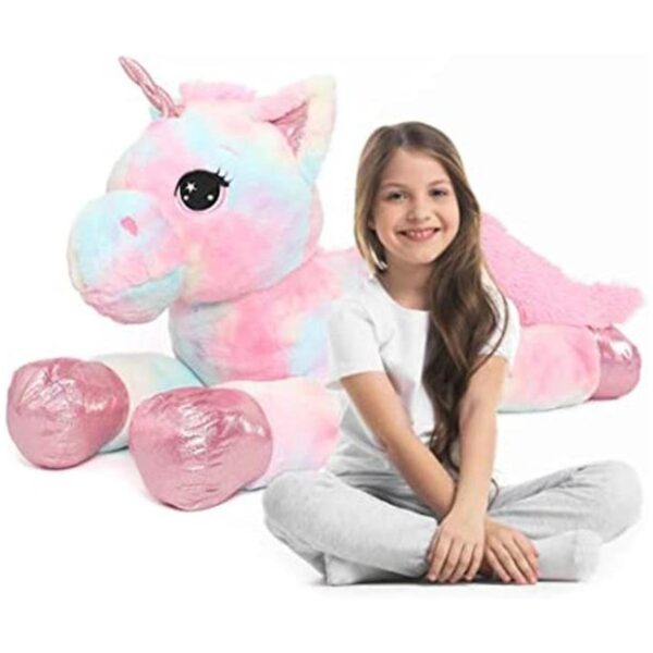 Muiteiur Almohada de peluche grande de unicornio suave con_1