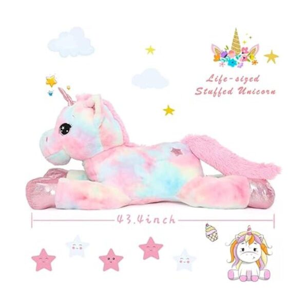 Muiteiur Almohada de peluche grande de unicornio suave con_3