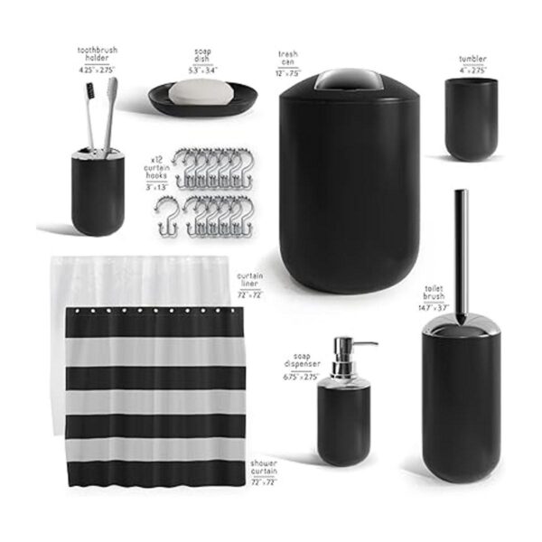 Clara Clark Juego de accesorios de baño negros juego de