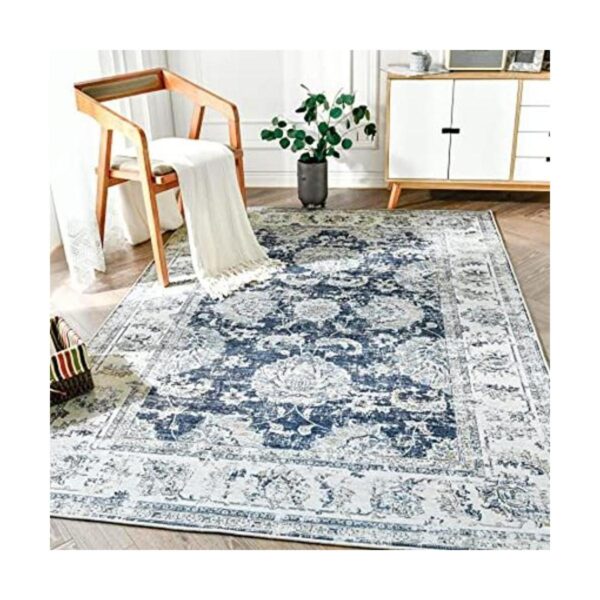 JINCHAN Alfombra persa de 3 x 5 pies color azul oscuro_1