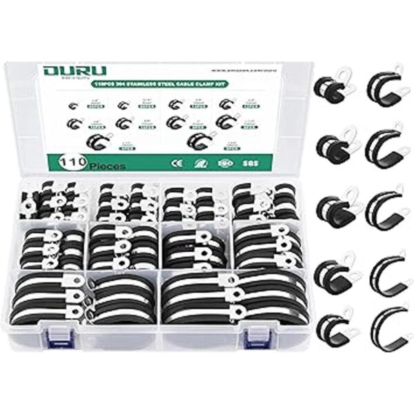 OURU Kit surtido de 110 abrazaderas de cable 10 tamaños_1