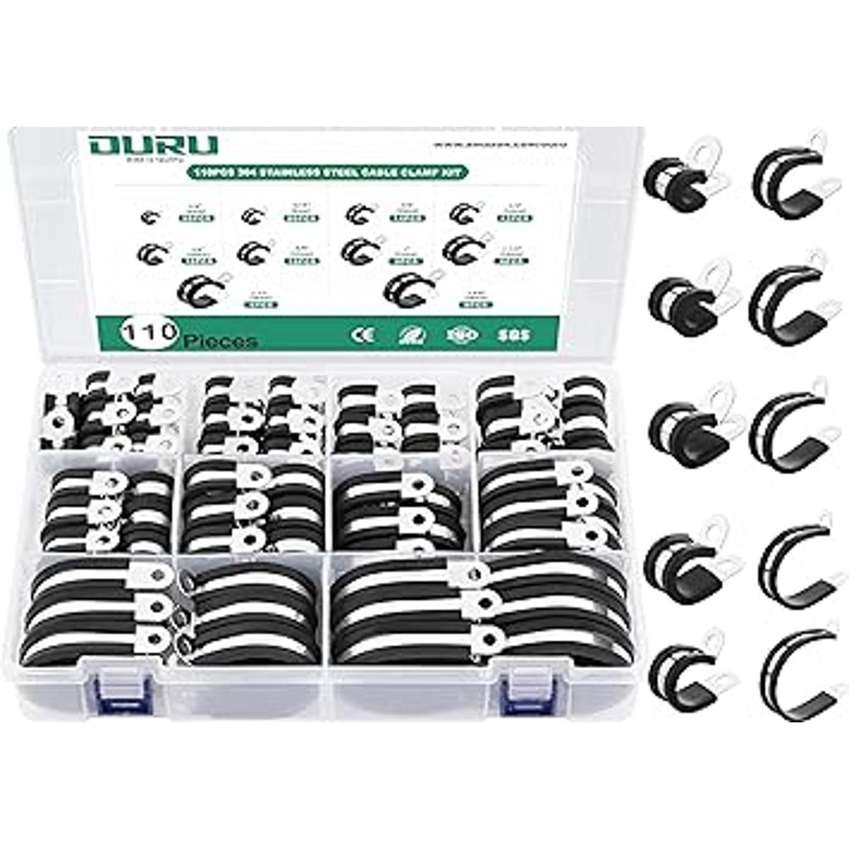 OURU Kit surtido de 110 abrazaderas de cable 10 tamaños