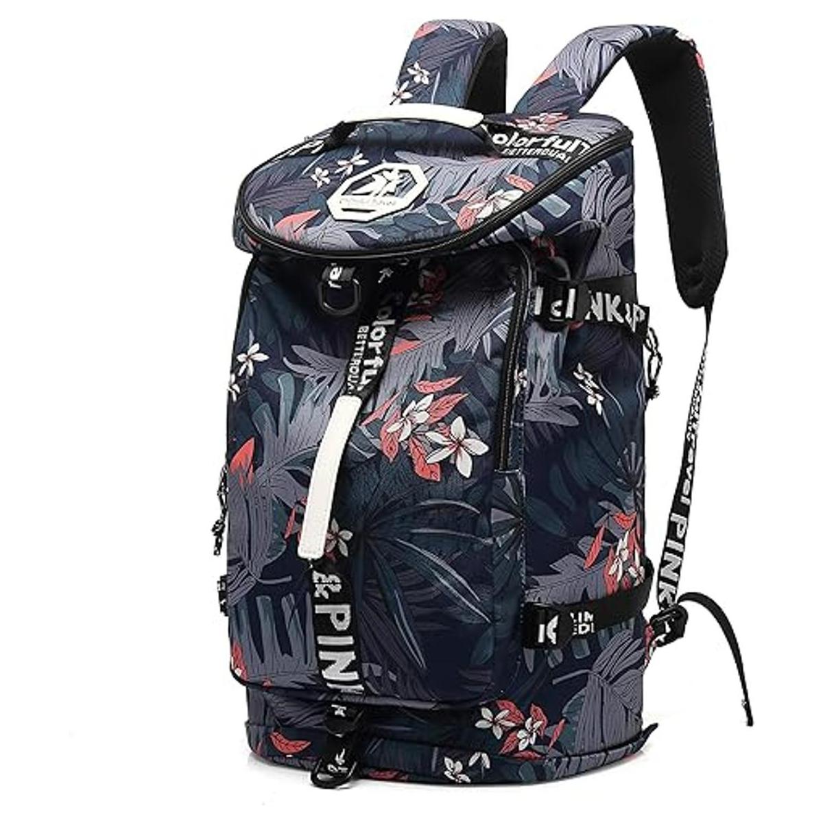 Floral Gym Duffle Bag Backpack 4 ways for Women Waterproof