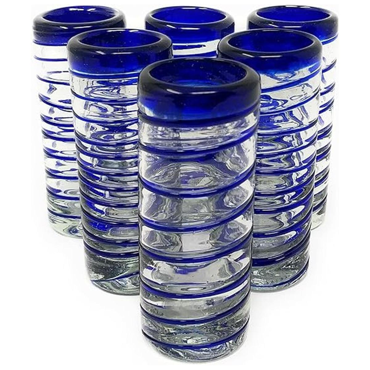Copas de chupito mexicanas sopladas a mano juego de 6