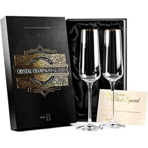 Copas de regalo de champán con borde dorado Juego de 2_1