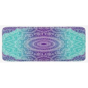 Ambesonne Tapete de cocina morado y turquesa hippie con_1