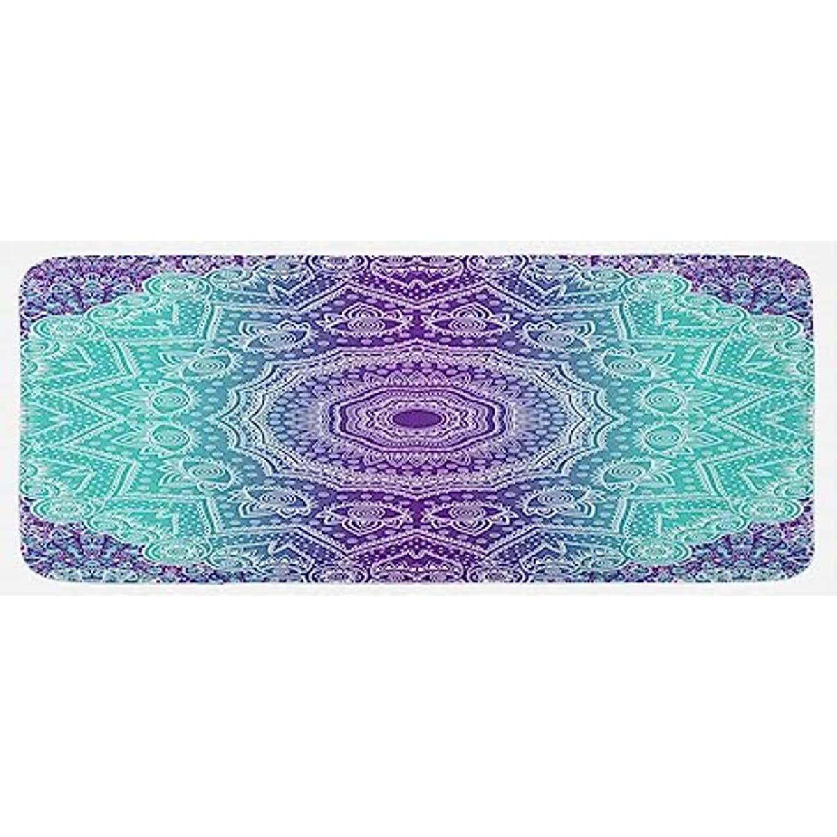 Ambesonne Tapete de cocina morado y turquesa hippie con