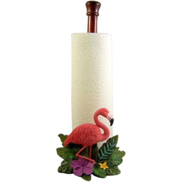 Tropical Flamingo y palma hoja papel toallero soporte 15_1