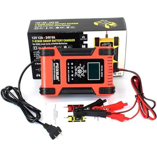 Foxsur Cargador rápido de batería de coche de 12 V24 V 12_3