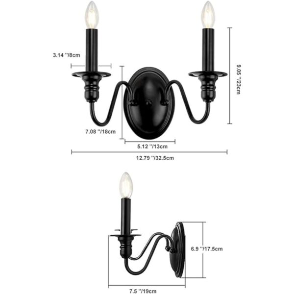 KMaiPem Apliques de pared de vela apliques negros mate_2