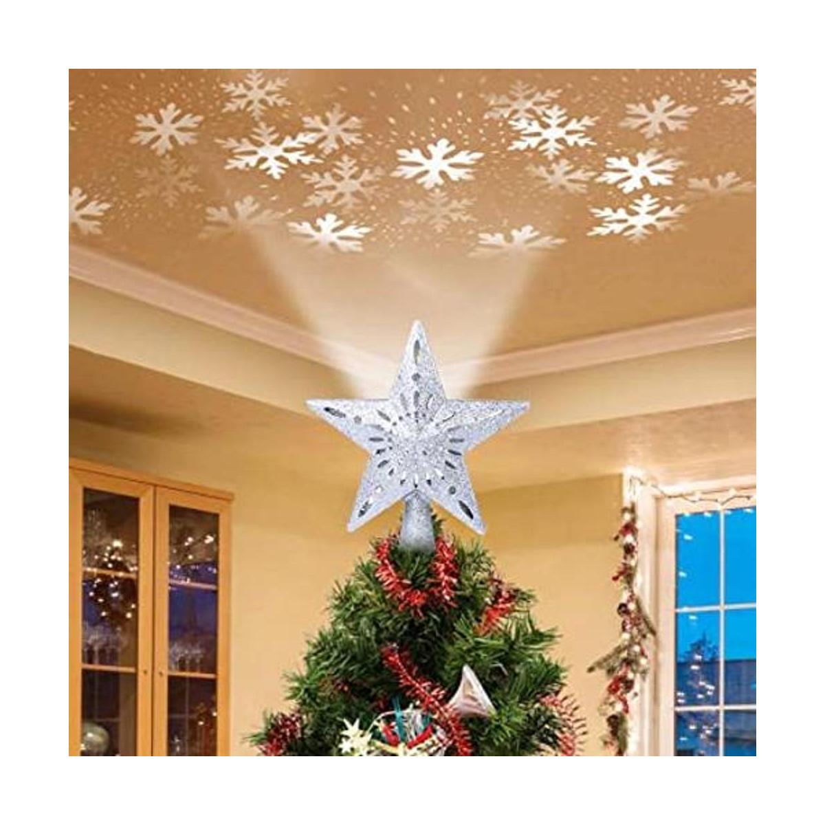 Decoración para árbol de Navidad con estrella iluminada