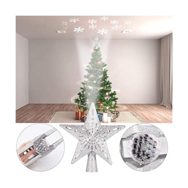 Decoración para árbol de Navidad con estrella iluminada_3