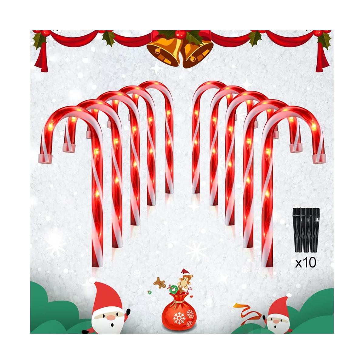 Juego de 10 luces de bastón de caramelo de Navidad de 10.0