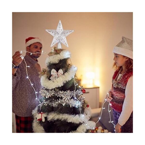 Decoración para árbol de Navidad con estrella iluminada_6
