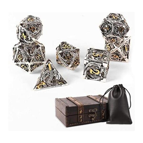 AncientDeer Juego de 7 dados de metal DD juego único de_1