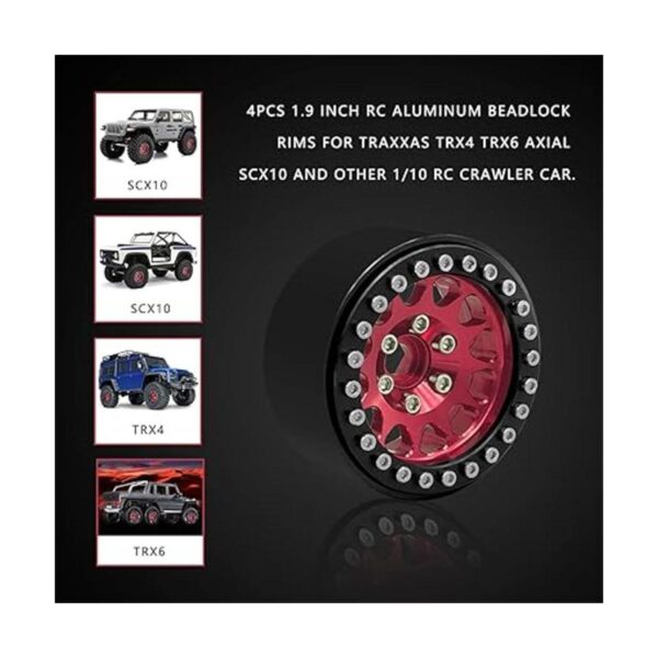 Globact 4 ruedas de 1.9 pulgadas RC Beadlock RC Rim Hub RC_2