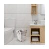 Cubo de basura cuadrado de madera estilo granja con asas_5