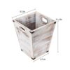 Cubo de basura cuadrado de madera estilo granja con asas_2