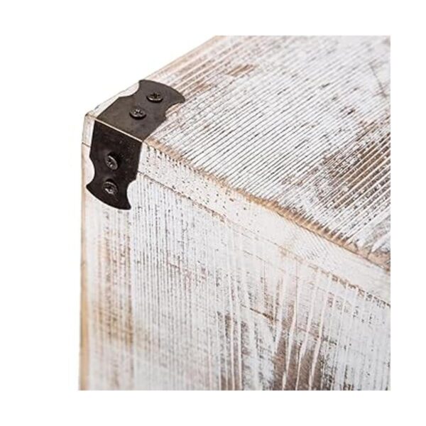 Cubo de basura cuadrado de madera estilo granja con asas_4