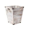Cubo de basura cuadrado de madera estilo granja con asas_1