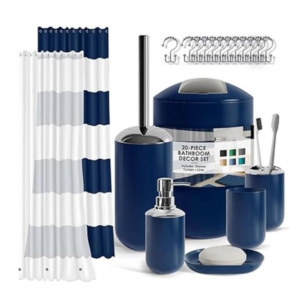 Juego de accesorios de baño azul marino juego de 9 piezas_1