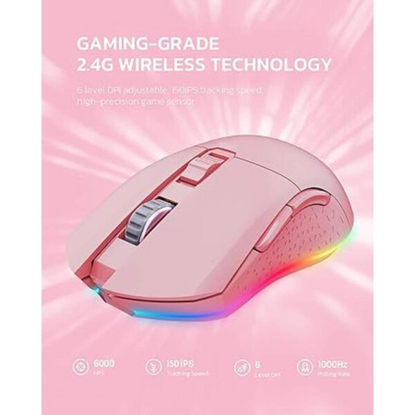 DAREU Ratón inalámbrico para juegos con cable rosa DAREU_5