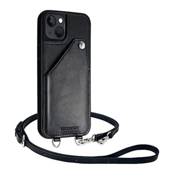 LUCKYCOIN Funda de piel cruzada para iPhone 13 de piel_1