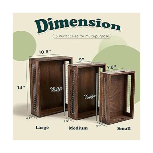NAGAWOOD Juego de 3 cestas de madera para encimera para